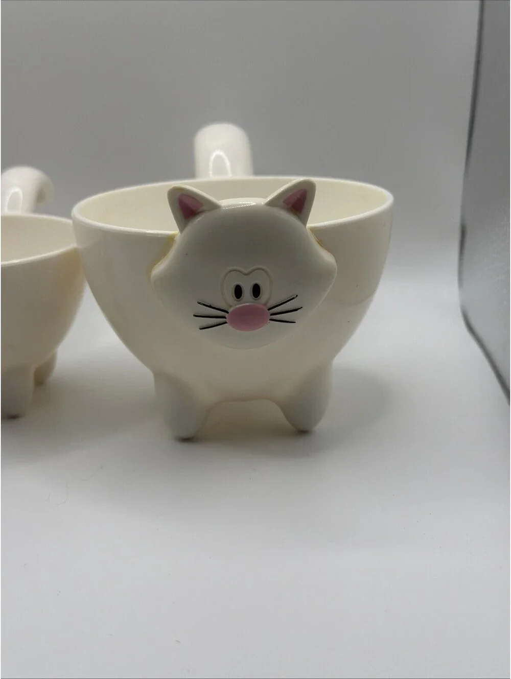 Joie Meow 3 White Kitty Cat Stackable Measuring Cups And Timer1/4 1/2 &1 Cup Set